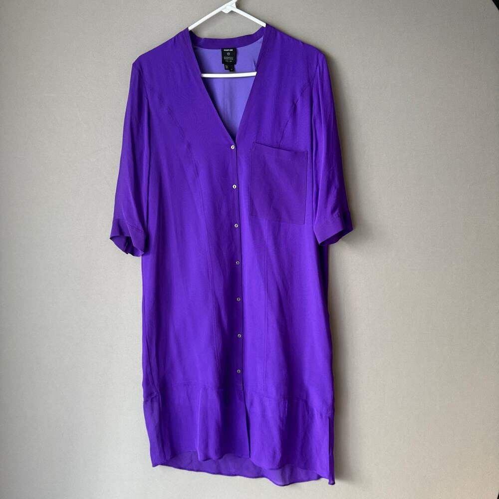 Helmut Lang sz M purple‎ button shift 100% silk dress